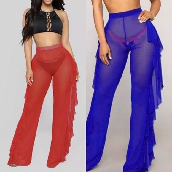 Bottom Only ruffle coverup pants - Picture 1 of 1